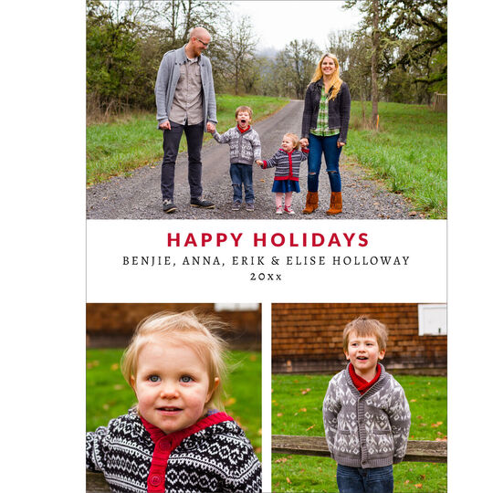Happy Holidays Red Bows Photo Cards